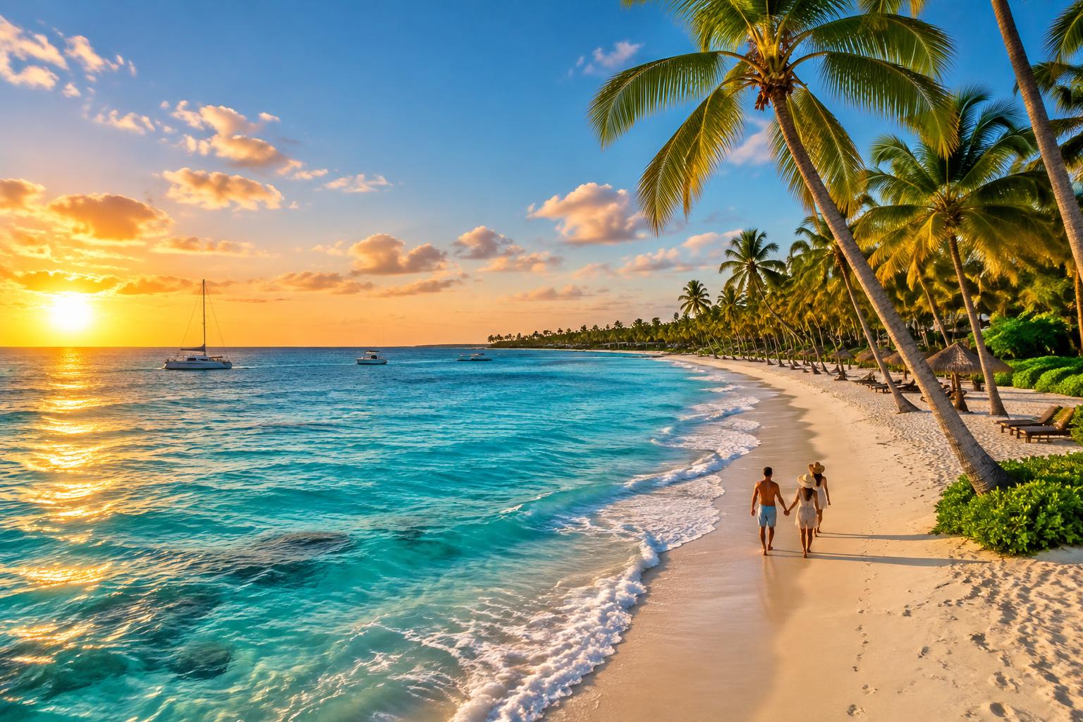 Playa del Caribe al atardecer